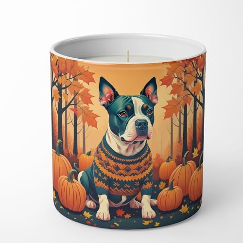 Caroline's Treasures DAC1007CDL Pit Bull Terrier Fall Decorative Soy Candle Nature Soy Wax Essential Oil Home Decor Ideal for Bedroom Kitchen Bath Office Gift, 10 oz by CarolinesTreasures