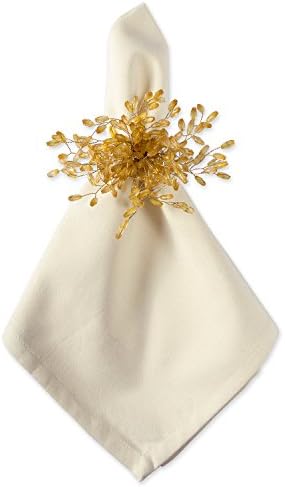 DII Christmas Thanksgiving Holiday Tabletop Décor Collection Decorative Napkin Ring Holder Set, 4" Diameter, Gold Beaded Starburst, 6 Piece - Image 5