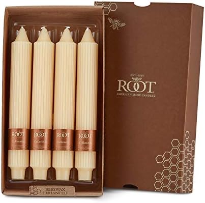 Root Candles 4-Count Unscented Grecian Collenettes, 9-Inch, Buttercream by RootCandles