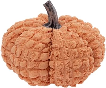 Boston International Fabric Pumpkin Tabletop Mantel Shelf Fall Autumn Thanksgiving Halloween Decorations for Home, Large, Amber Orange by BostonInternational