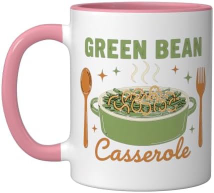 Green Bean Casserole Retro Thanksgiving Dinner Humor Ceramic Mug, Pink/White by Unknown
