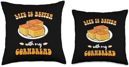 Thanksgiving Quote Life Is Better WIth My Cornbread Throw Pillow - Image 3