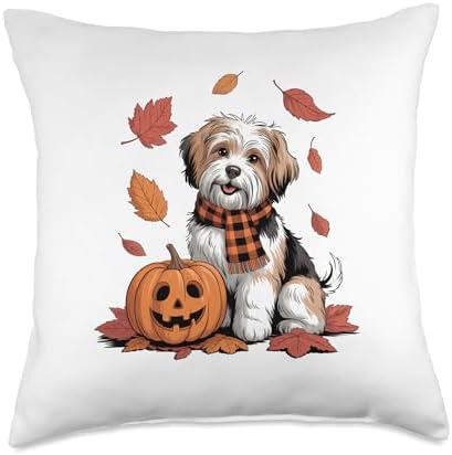 Havanese Lover Dog Pumpkin Fall Autumn Thanksgiving Throw Pillow by Unknown