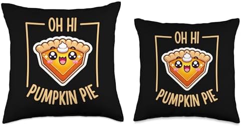 Oh Hi Pumpkin Pie - Cute Kawaii Fall Thanksgiving Cartoon Throw Pillow - Image 3