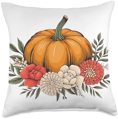 Fall Leave Women Vintage Pumpkin Autumn Graphic Thanksgiving Throw Pillow by Unknown