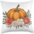 Fall Leave Women Vintage Pumpkin Autumn Graphic Thanksgiving Throw Pillow by Unknown
