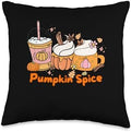 Pumpkin Spice Coffee Latte Funny Thanksgiving Cozy Autumn Throw Pillow by Unknown