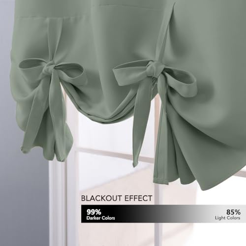 NICETOWN Tie Up Valance Curtains for Window Adjustable Valance 54 Inch Long Farmhouse Window Treatment for Kitchen Living Room Light Filtering Rod Pocket, 1 Panel, Greyish Green, 40W x 54L - Image 4