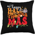 Happy Hallothanksmas Y'all Halloween Thanksgiving Christmas Throw Pillow by Unknown
