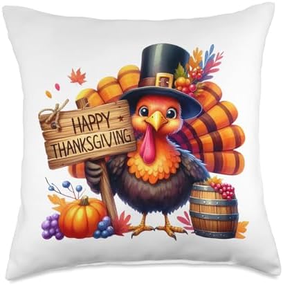 Happy Thanksgiving for Turkey Day Gift For Men Women Kids Throw Pillow by Unknown
