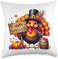 Happy Thanksgiving for Turkey Day Gift For Men Women Kids Throw Pillow by Unknown