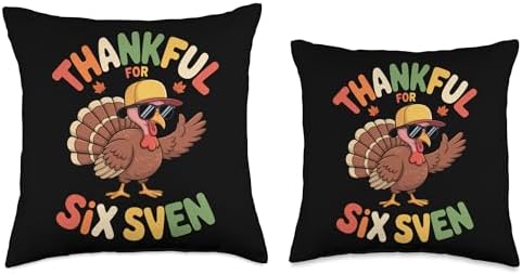 Thankful for Six Sven Turkey Fun Thanksgiving Celebration Throw Pillow - Image 3