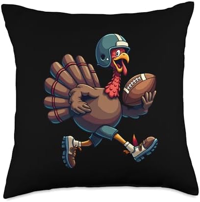 Thanksgiving Football Player Thanksgiving Football Turkey Throw Pillow by Unknown