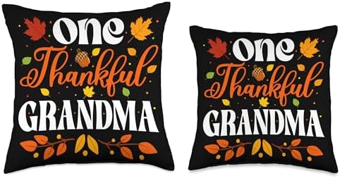 Thanksgiving Family Members Fall Matching Costume One Thankful Thanksgiving Family Autumn Fall Grandma Throw Pillow, 16x16, Multicolor - Image 3