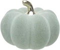 Boston International Ceramic Flocked Pumpkin Thanksgiving Halloween Decorations for Home, Small, Sage Green by BostonInternational