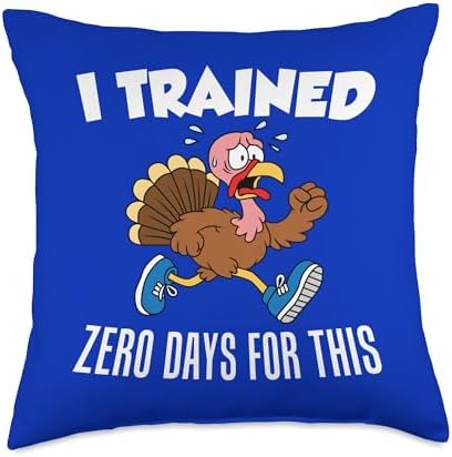 Thanksgiving Turkey Trot Trained Zero Days Funny Running Throw Pillow by Unknown