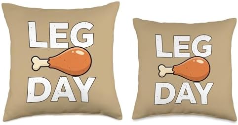 Funny Leg Day Thanksgiving Drumstick, Turkey Day Friendsgiv Throw Pillow - Image 3
