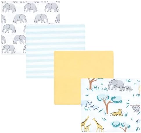 Hudson Baby Unisex Baby Cotton Poly Flannel Receiving Blankets, Safari Friends, One Size by HudsonBaby