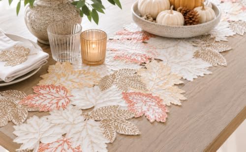 XiaHomeFashions Autumn Leaf Cutwork Table Runner, 15 x 54 in, 1 Piece - Image 3