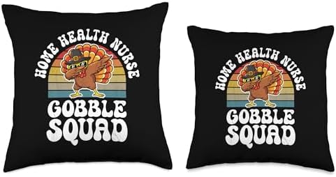 Thanksgiving Home Health Nurse Gobble Squad Turkey Throw Pillow - Image 3