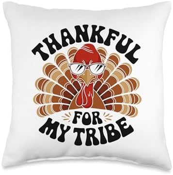 Thankful For My Tribe, Friendsgiving Squad, Thanksgiving Throw Pillow by HadleyDesigns
