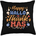 Happy HalloThankMas Halloween Thanksgiving Christmas Meme Throw Pillow by Unknown