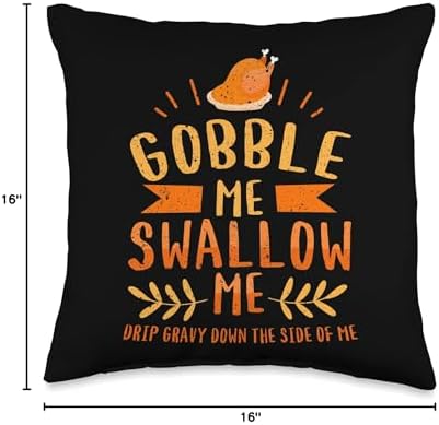 Thanksgiving Day Turkey Gobble Me Swallow Me Friendsgiving Throw Pillow - Image 4