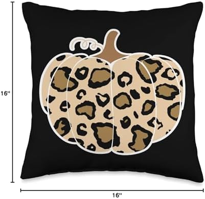 Thanksgiving Pumpkin Harvesting Leopard Print Throw Pillow - Image 4