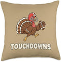 Thanksgiving Football Turkey Touchdowns, Turkey Day Gameday Throw Pillow by Unknown