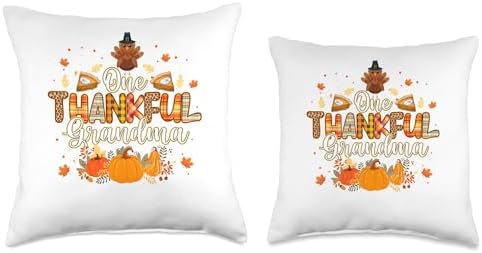 One Thankful Grandma Autumn Grandma Thanksgiving One Thankful Fall Leaves Autumn Grandma Thanksgiving Throw Pillow, 16x16, Multicolor - Image 3