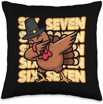 Thanksgiving Turkey Dab 67 Funny 6 7 Meme Boys Kids Youth Throw Pillow by Unknown