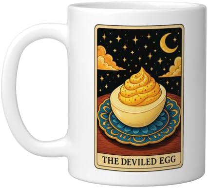 The Deviled Egg Tarot Card Ceramic Mug, White, 11oz by Unknown