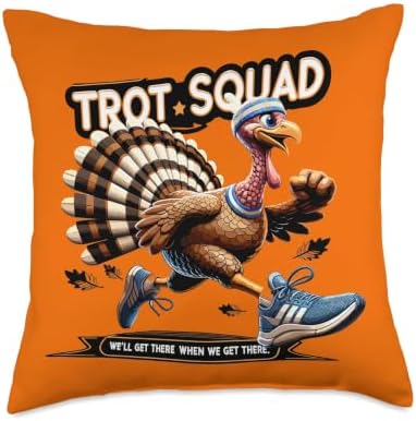 Turkey Trot Squad Funny Thanksgiving 5K Running Crew Throw Pillow by Unknown