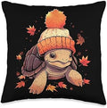 Fall Vibes Turtle Autumn Season Turtle Autumn Leaves Fall Season Thanksgiving Throw Pillow, 16x16, Multicolor by Unknown