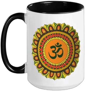 Zen Ideas Om Ohm Aum Symbol Spiritual Yoga Mandala Ceramic Mug, Black/White, 15oz by Unknown