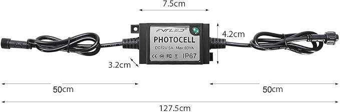 FVTLED LED Photocell DC/AC 12V PC Waterproof IP68 Max.load Power 60W Only for FVTLED Outdoor Light Switch Used | Only for FVTLED Outdoor Light Switch Used