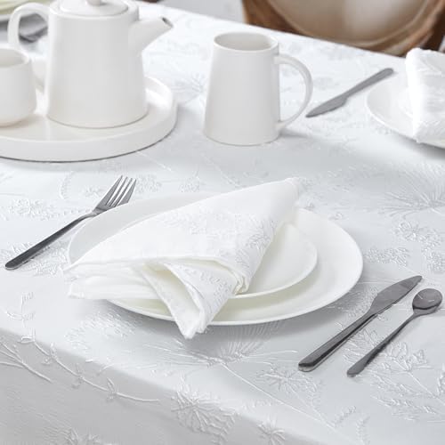 Laura Ashley Raised Embroidered Tablecloth, 60" x 102", Cynthia White - Image 3