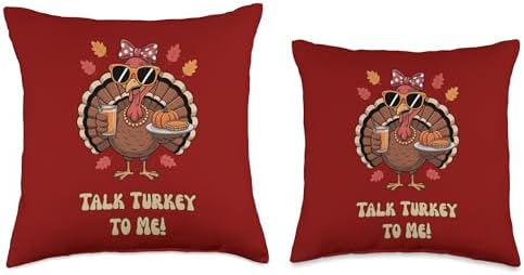 Talk Turkey to Me Coffee Bow Thanksgiving Turkey Pumpkin Pie Throw Pillow - Image 3