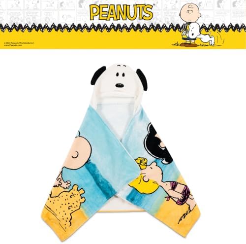 Peanuts Snoopy Kids Super Soft Bath/Pool/Beach Soft Cotton Terry Hooded Towel Wrap, 24 in x 50 in, (Officially Licensed Product) by Franco
