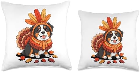Thanksgiving Turkey Bernese Mountain Dog Throw Pillow - Image 3