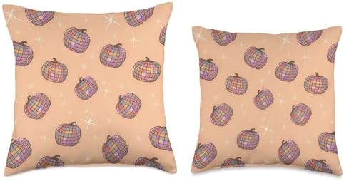 Retro 70s Disco Ball Pumpkin Autumn Fall Season Thanksgiving Throw Pillow - Image 3