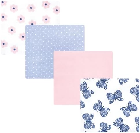 Hudson Baby Unisex Baby Cotton Flannel Receiving Blankets 4-Pack, Beautiful Butterfly, One Size by HudsonBaby