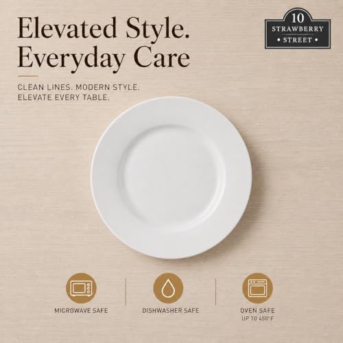 10 Strawberry Street 6" Catering Round Appetizer Plate, Set of 12,White - Image 7