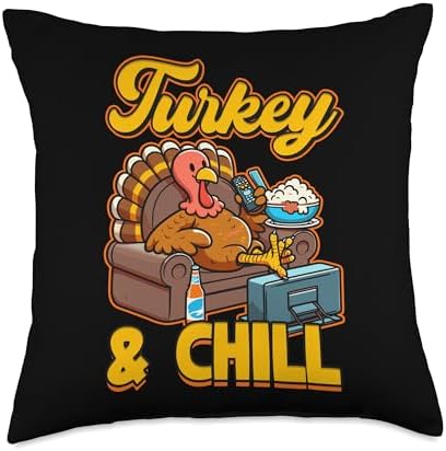 Turkey & Chill Thanksgiving Relaxation Throw Pillow by Unknown