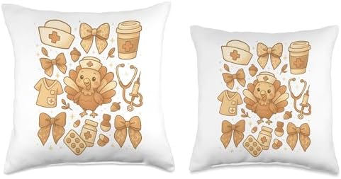 Nurses ER ICU RN Fall Autumn Thanksgiving Turkey Throw Pillow - Image 3