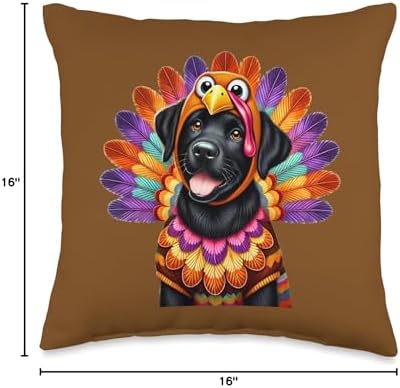 Black Lab Turkey Funny Thanksgiving Animal Dog Canine Pet Throw Pillow - Image 4