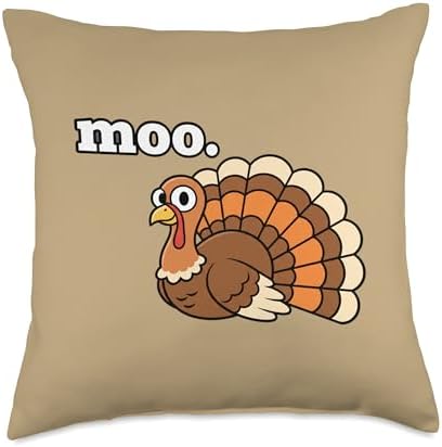 Funny Thanksgiving moo. Turkey Thanksgiving Day Design Throw Pillow by Unknown