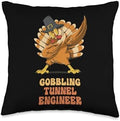 Thanksgiving Holiday Gifts and Designs Dabbing Turkey Tunnel Engineer Funny Thanksgiving Throw Pillow, 16x16, Multicolor by Unknown