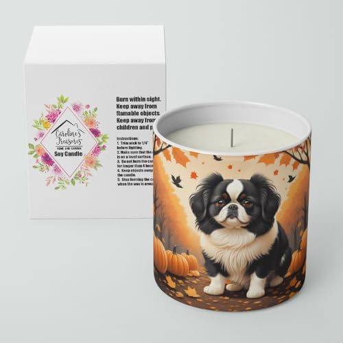 Caroline's Treasures DAC1052CDL Japanese Chin Fall Decorative Soy Candle Nature Soy Wax Essential Oil Home Decor Ideal for Bedroom Kitchen Bath Office Gift, 10 oz - Image 2