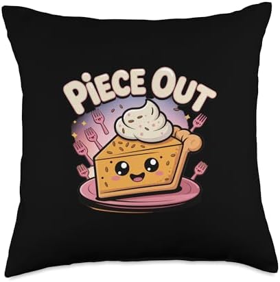 Piece Out Pumpkin Pie Cute Thanksgiving Dessert Throw Pillow by Unknown